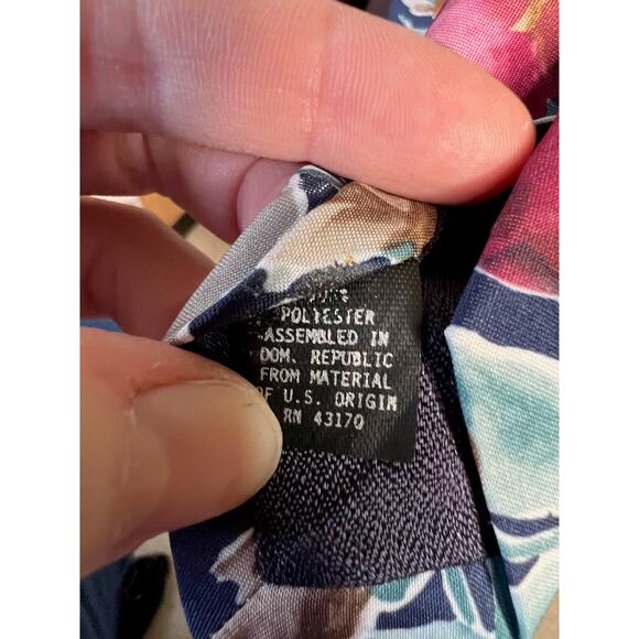 Tie vintage 1980s abstract floral pink blue - Picture 6 of 10